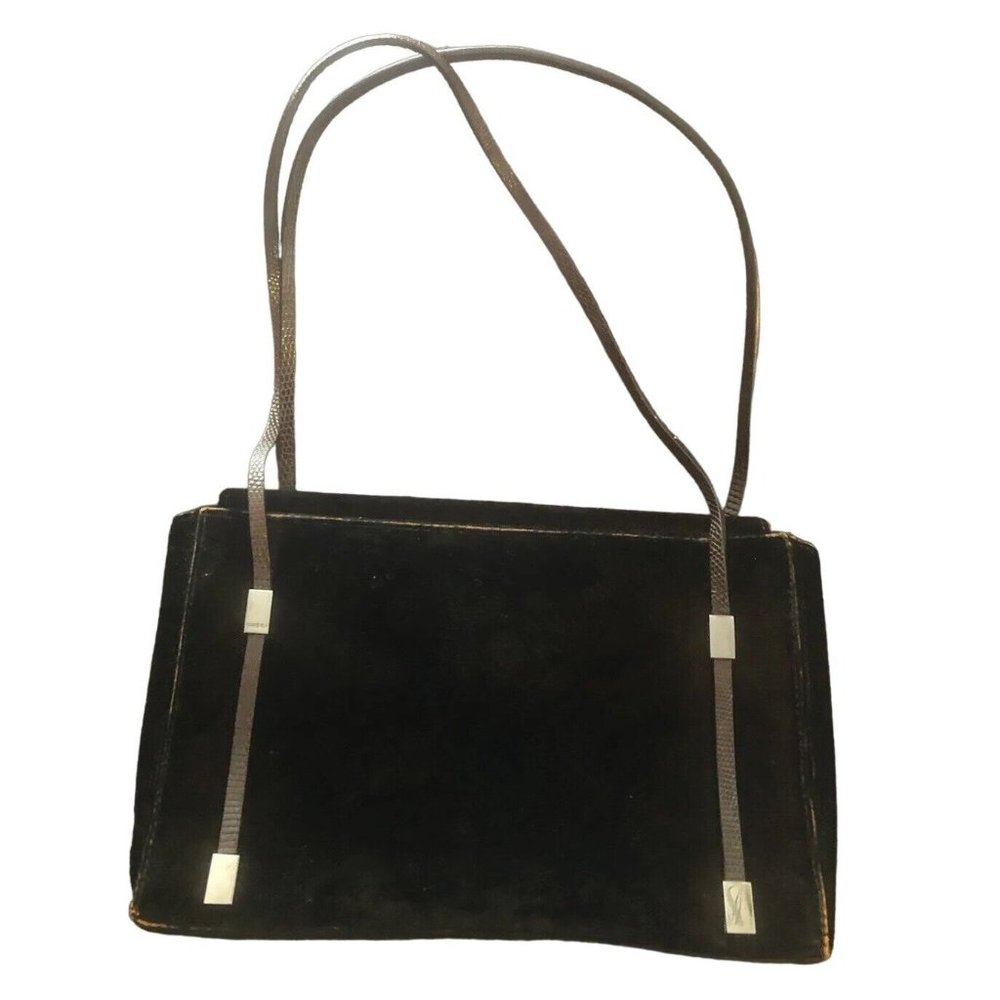 Gucci brown velvet purse with python straps